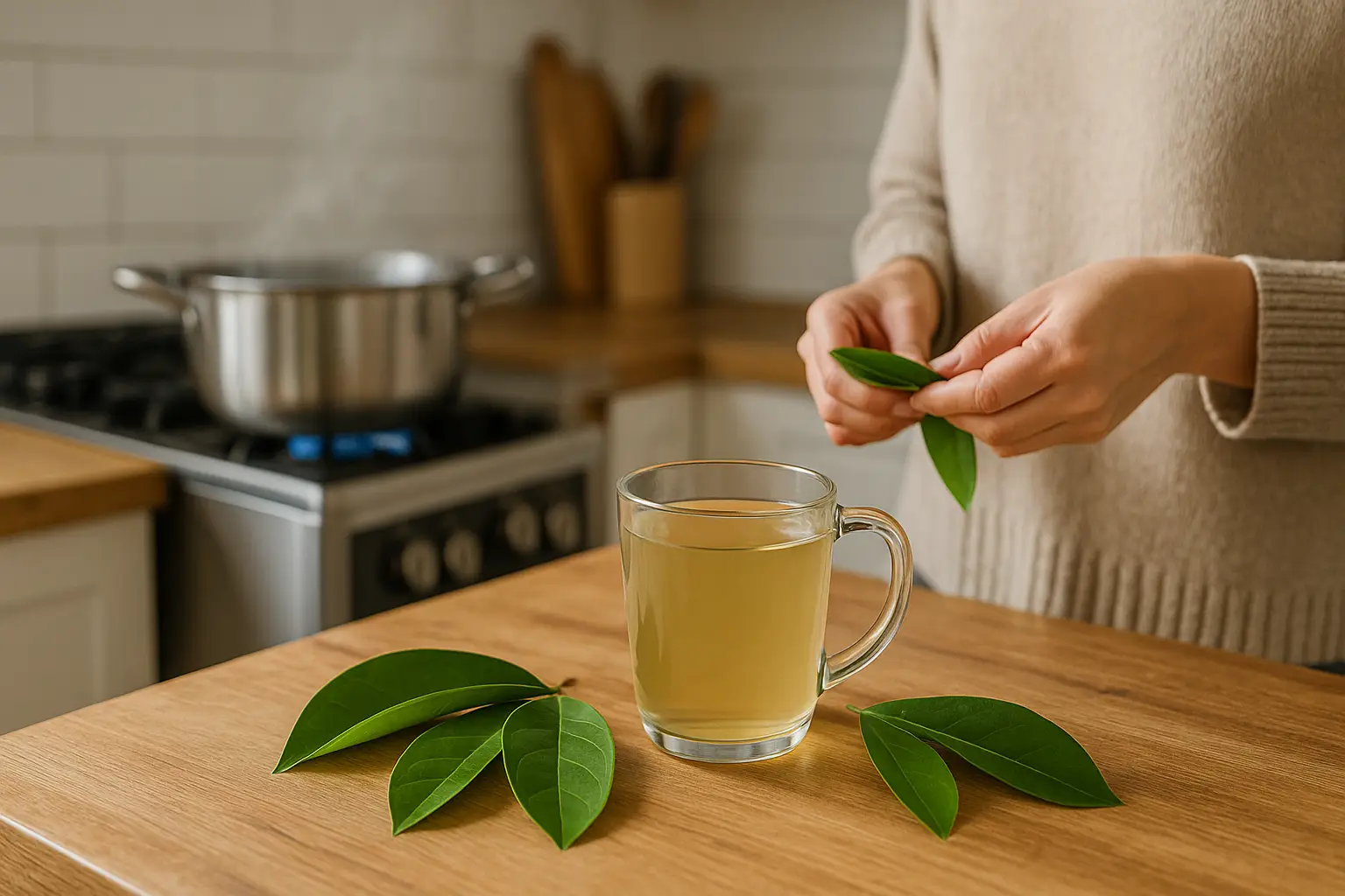 ¿Cuántas hojas de guanábana para una taza de té?